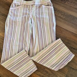 Loft Ann Taylor Women’s lavender & sage pants Ankle Striped Cropped Pockets EUC